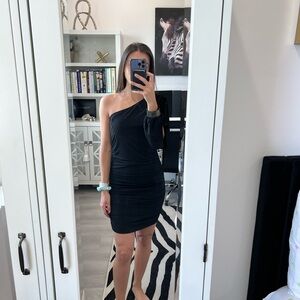 Laundry By Shelli Segal Black One-Shoulder Dress